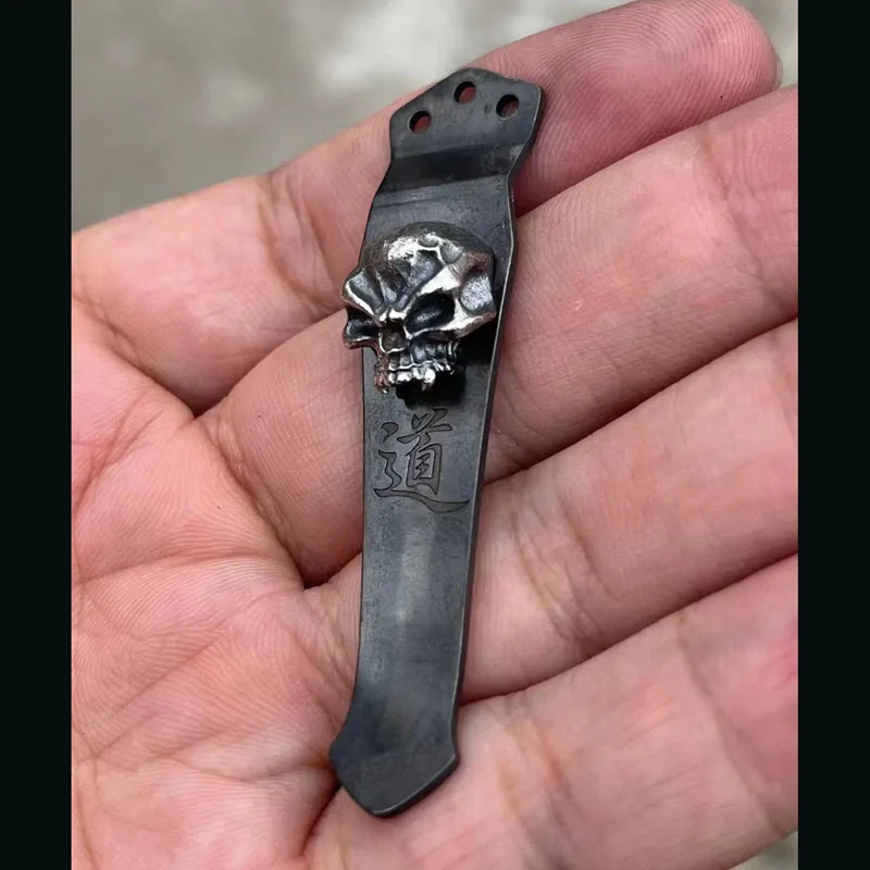 

1 Pc Hand Made Silver Skulls 3-Hole Pocket Clip for Benchmade Emerson ZT Knives