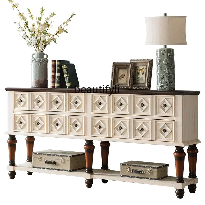 

Style Solid Wood Locker Living Room Entrance Dining Hall Partition Cabinet Bedroom Storage Cabinet