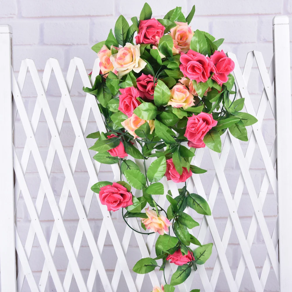 

Artificial Dark Pink Rose Flower Vine Garland for Wedding Home Party Garden Decoration Rose Garland Floral Vines