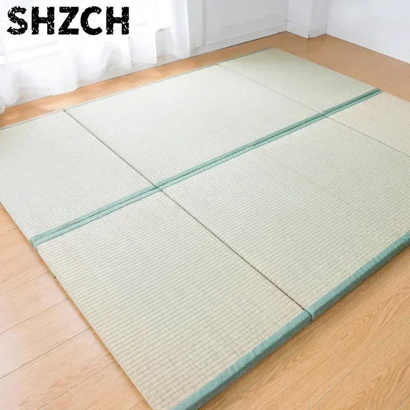 Japanese Tatami Mattress Folding Rectangle Straw Mat for Yoga And Sleeping Portable 3cm Thick Comfortable Sleeping Mat