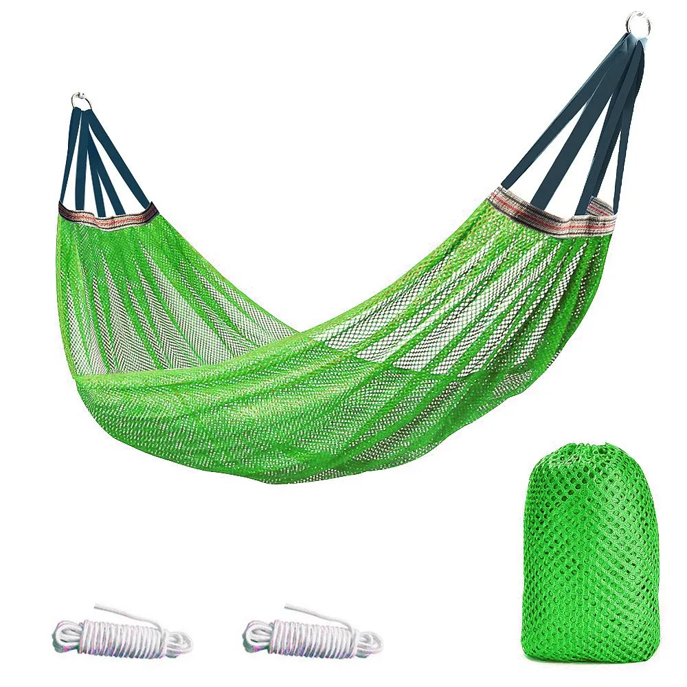 

Thickened Portable Mesh Hammock Cooling Foldable Ice Silk Hanging Bed Comfortable With Storage Bag Outdoor Camping Swing Patio
