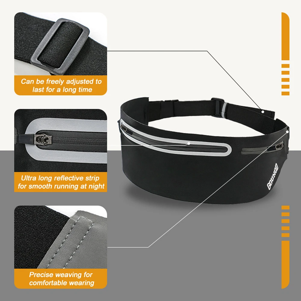 1 pièces sac banane ultra mince pour femmes hommes-ceinture de course étanche, sac de taille pour la course, la randonnée, les voyages-support pour téléphone, ceinture d'argent