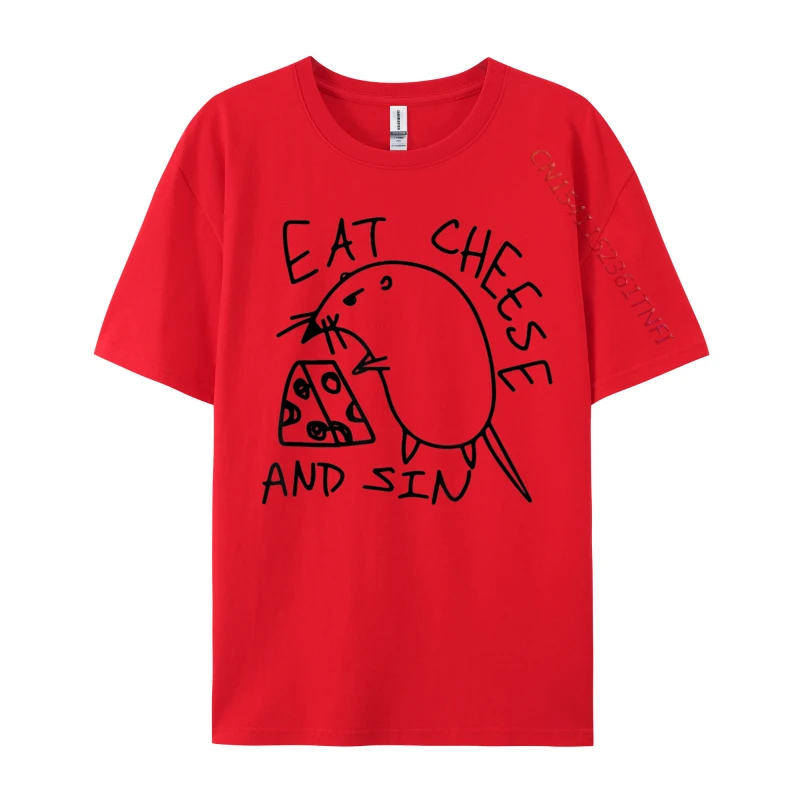 

Eat Cheese And Sin T-shirts Casual Luxury Designer T-Shirts For Men Retro Top T-Shirt Normal Tees Cool