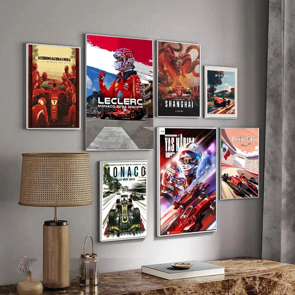 Vintage F1 Classics Print Poster Track Map Race Car Photo Poster and Printed Canvas Painting Wall Art Pictures Home Decor Gift