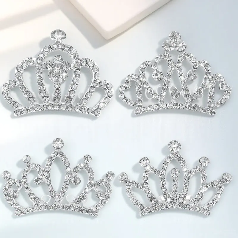 

4Pcs Kids Rhinestone Crown Comb Princess Tiara Hair Accessory for Birthday Party School Performance Photo Shoot Flower Girl