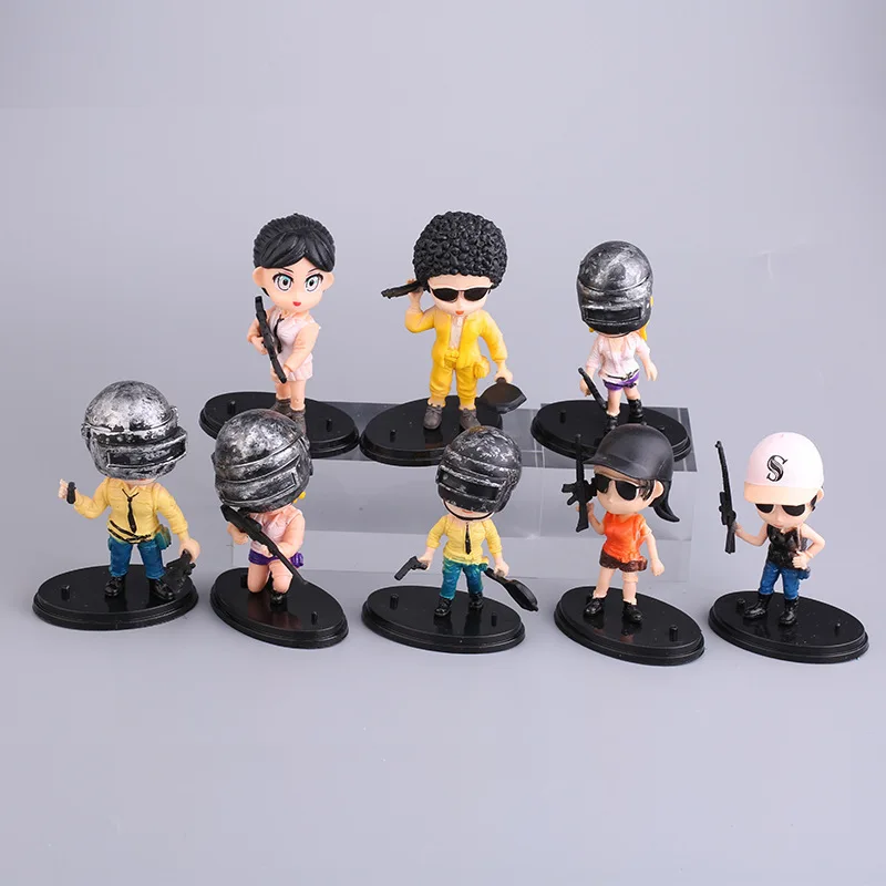 

8pcs/set Q-version PlayerUnknown's Battlegrounds Doll Creative Handmade PUBG Game Desktop Ornament Model Doll Toy Game Periphery