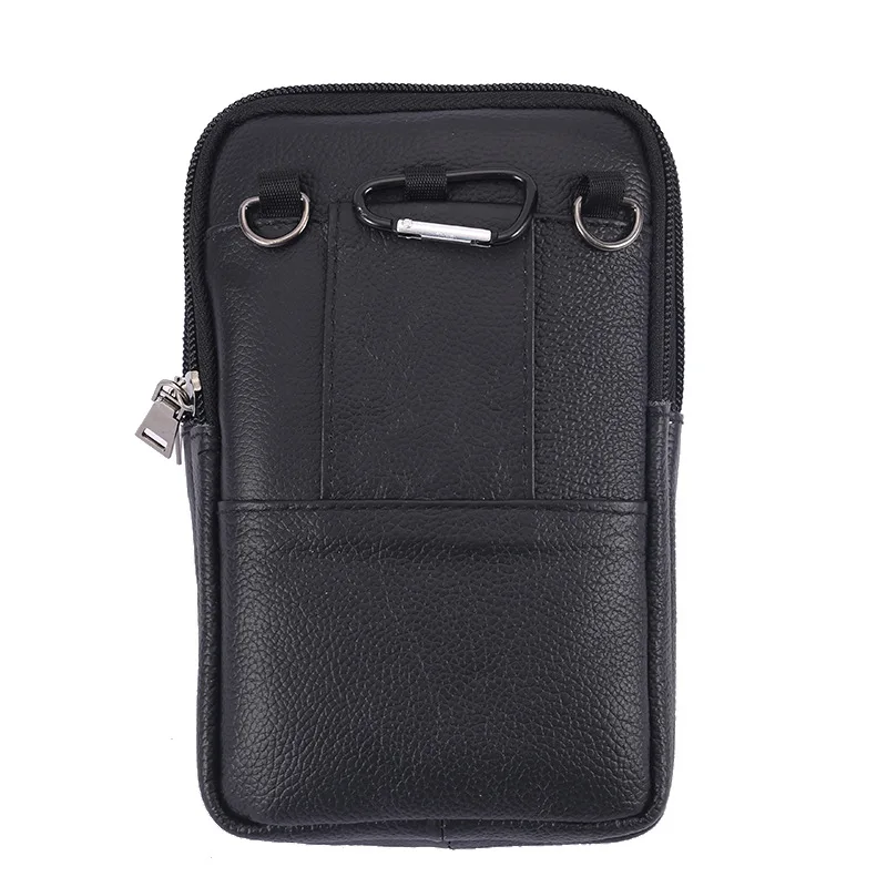 New Genuine Leather Men's Waist Bag, Mobile Phone Cover Layer, Cowhide Single Shoulder Diagonal Cross Bag, Retro Hanging Bag