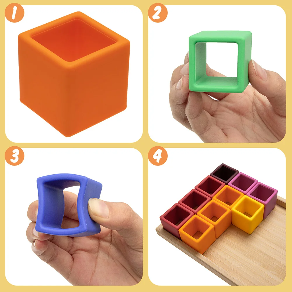 Puzzle géométrique en silicone Montessori pour enfants, tri de briques mathématiques, apprentissage alth, jeu de dos, jouets pour bébés et tout-petits