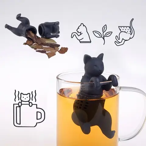 Cat, dog, elephant silicone tea filter, reusable silicone animal tea bag, tea leakage, kitchen tea bag, herbal spice filter, dif