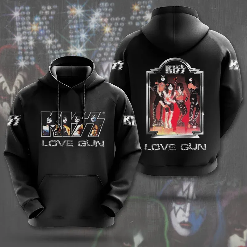 2025 Rock Band Kiss Hoodies 3Dพิมพ์ผู้ชายผู้หญิงHip Hopขนาดใหญ่Pullover Hooded Sweatshirtsแฟชั่นStreetwear Man Hoodies