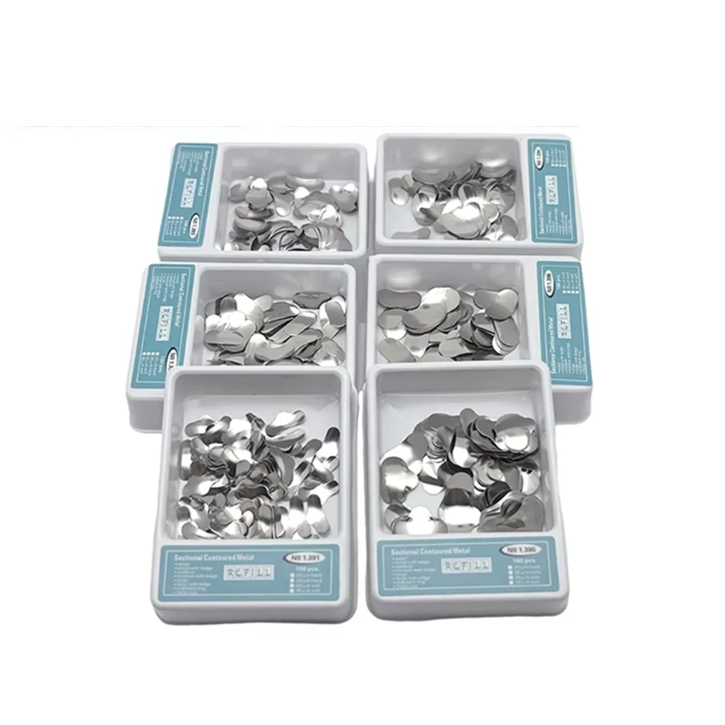 Dental Matrix Band Kit w/Metal Rings Sectional Contoured Matrices for Teeth Restoration Dentistry Forming Tools
