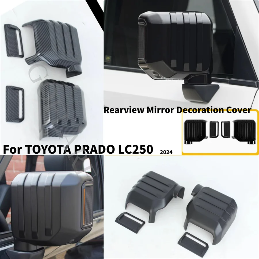 

For Toyota Land Cruiser 250 Prado LC250 2024 Car Rearview Mirrors Cover Rain Eyebrow protector Trim Exterior ABS Accessories