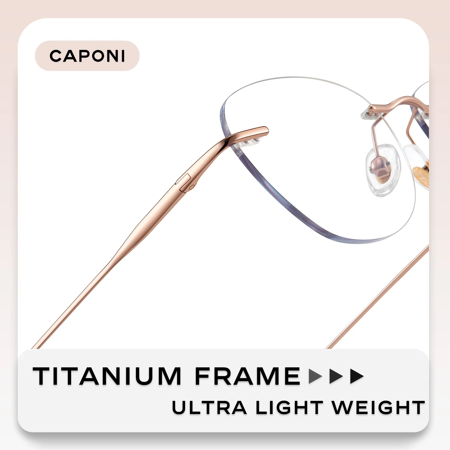CAPONI High-quality Tianium Rimless Prescription Glasses Fashion Myopia Eyewear Circular Optical Eyeglasses for Women PJ23043