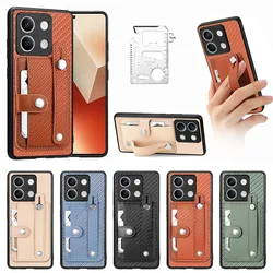 Custodia in pelle per Xiaomi Poco X6 Pro 5G M6 Pro 4G Redmi Note 13 Pro Plus 13C 12 Turbo 12C portafoglio Slot per schede custodia per cinturino da polso a mano