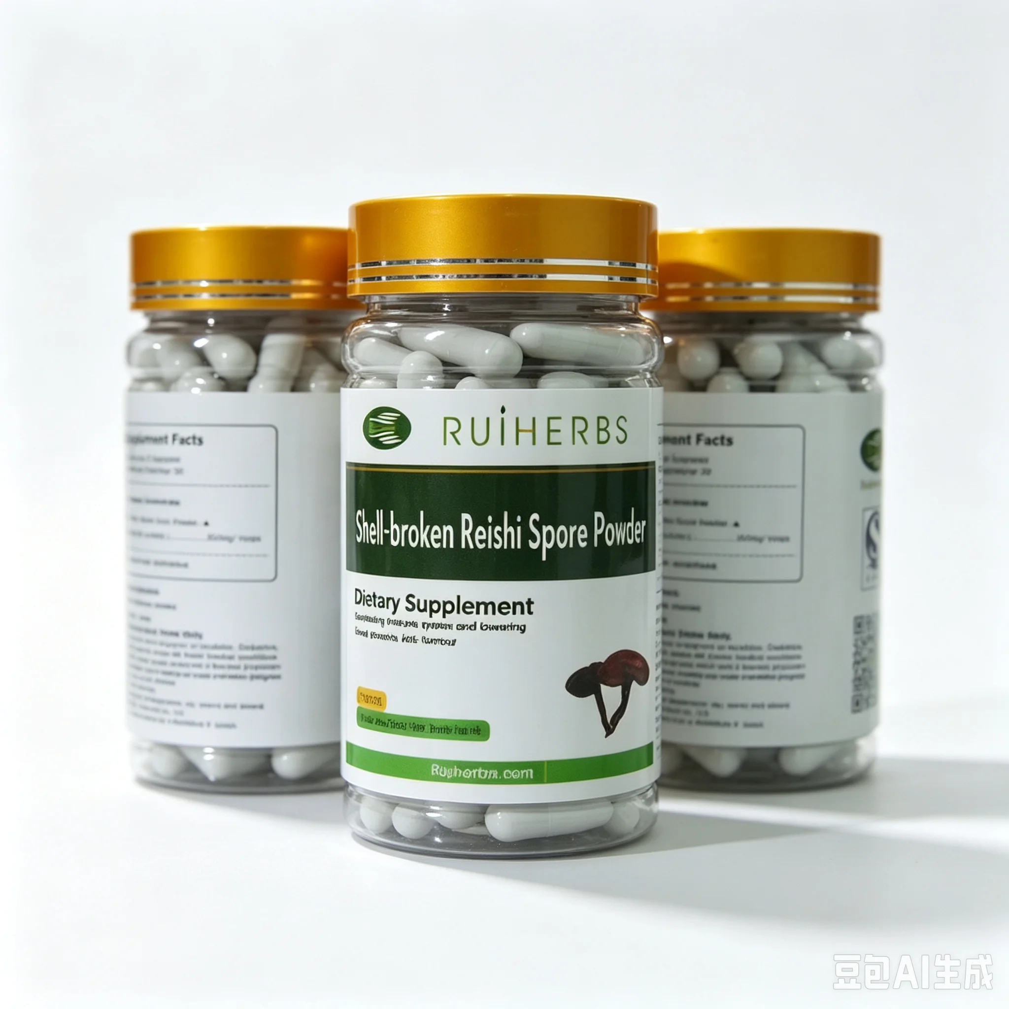 3Bottle Organic Reishi Shell Broken Spore Powder 500mg x 270 Counts