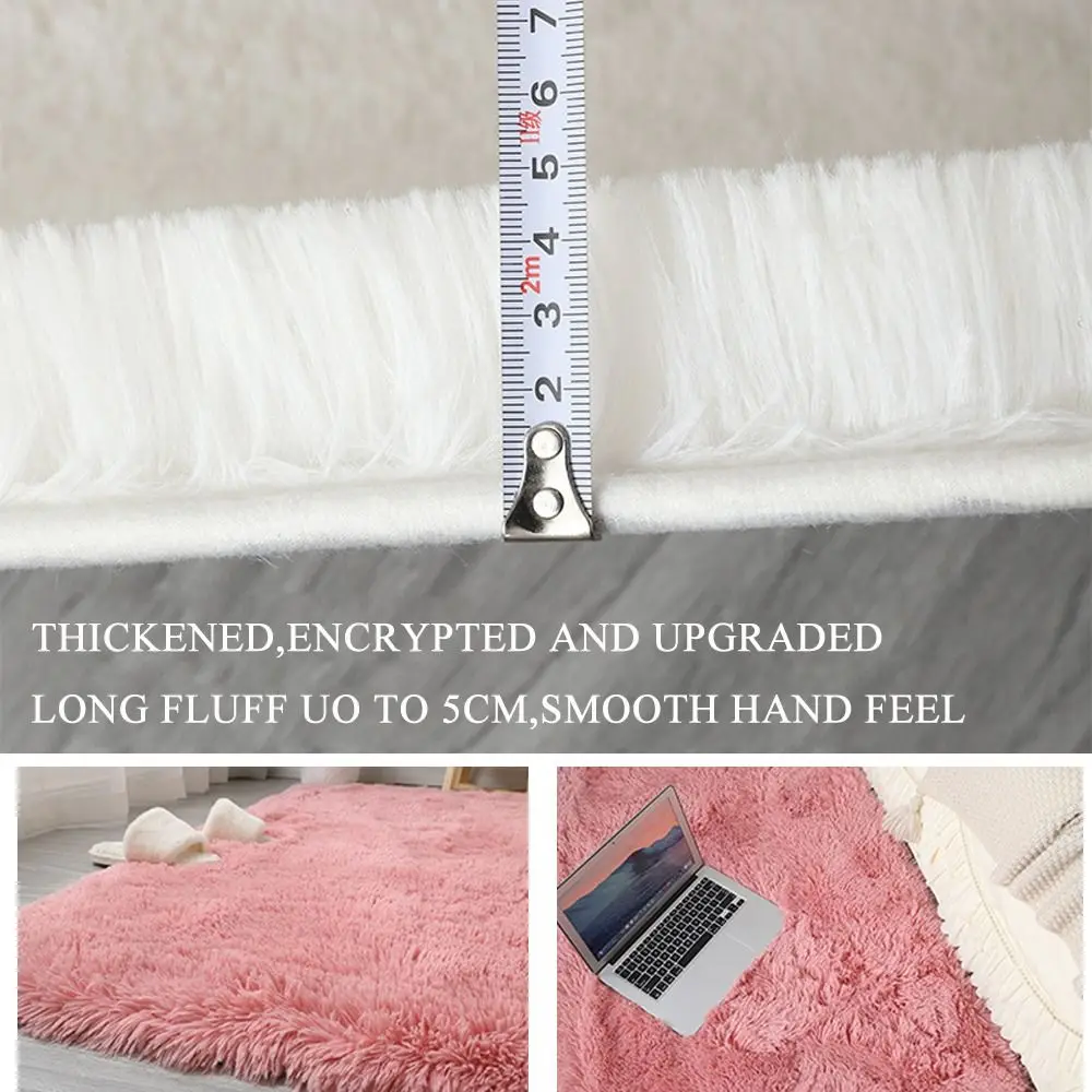 Fluffy Shaggy Imitation Wool Rug Non Slip Washable Long Hair Carpet Floor Protection Sofa Cushion Bedroom Mats Home Decor