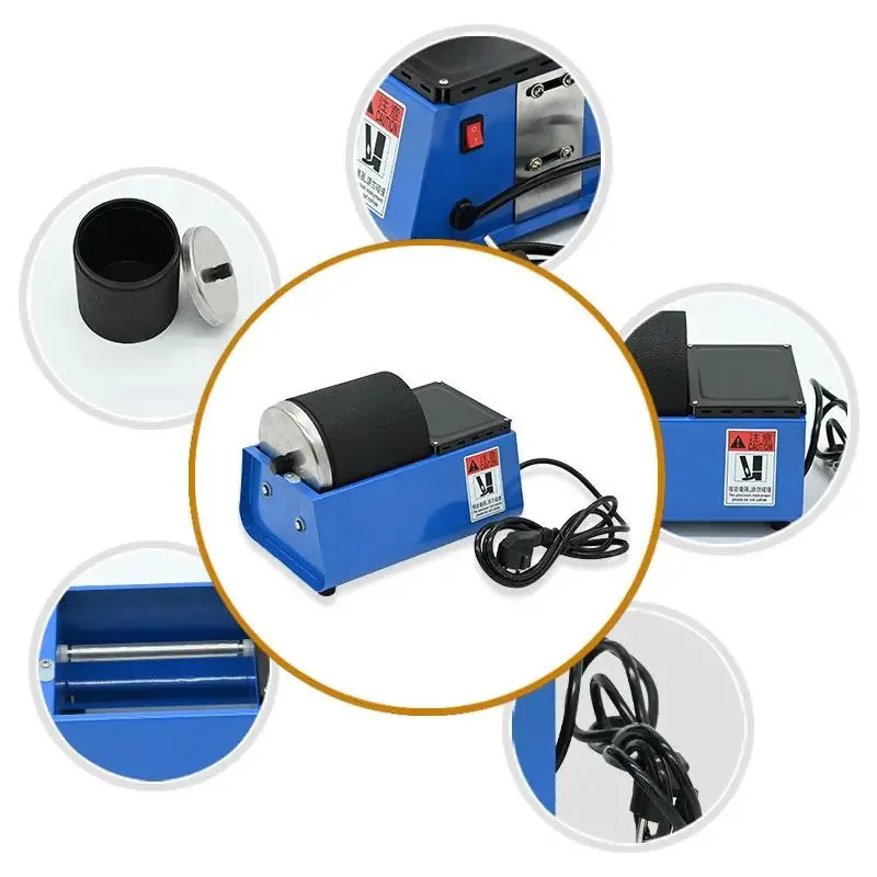 Mini Rotary Polishing Machine, Bead Polishing Machine with Rubber Barrel, Roll Barrel Rotating Grinding Jewelry Tools