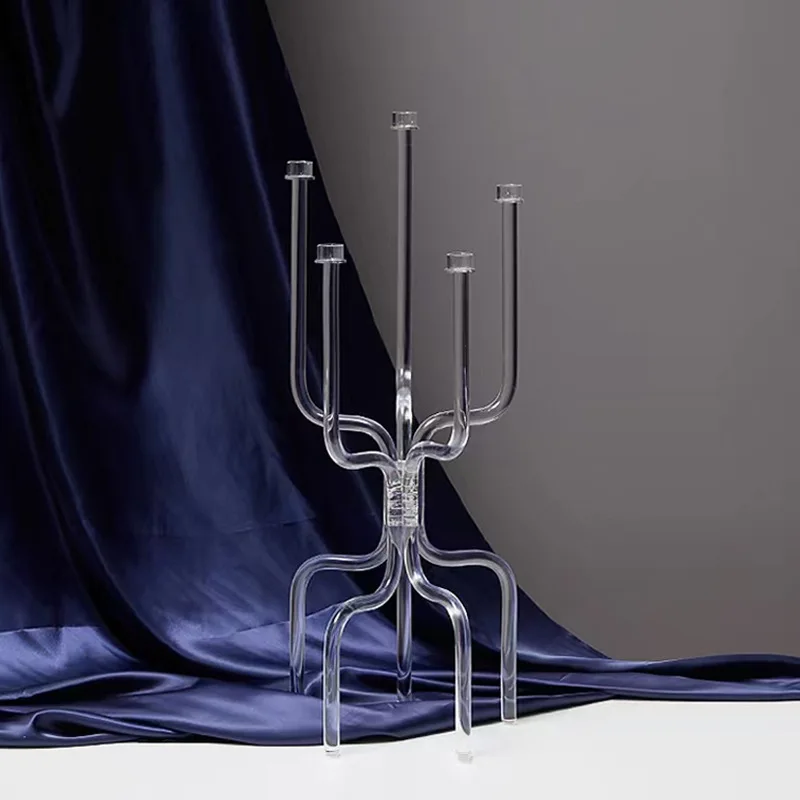 Simple and modern transparent acrylic candlestick creative empty nest ornament B & B model room restaurant living room soft deco