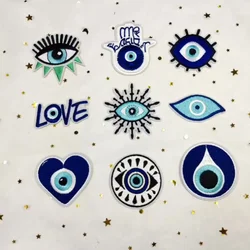 3pcs Blue Eyes Patch Sticker Iron On Clothes Diy punk goth Applique Embroidered logo Cloth Fabric Sewing backpack Badge emblemen