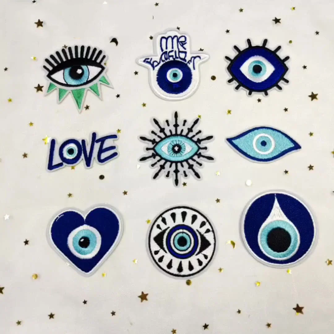 3szt Blue Eyes Patch Sticker Iron On Clothes Diy punk goth Applique Embroidered logo Cloth Fabric Sewing backpack Badge emblemen