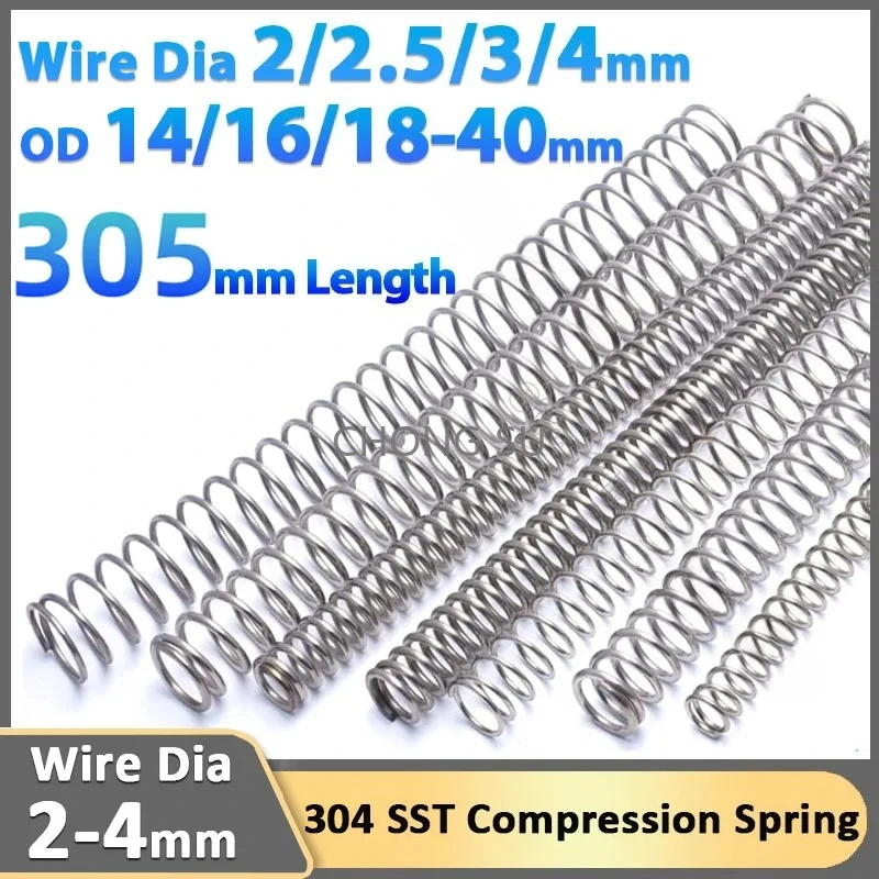 

Long Compression Spring Stainless Steel Y-shaped Pressure Return For Car Wire Dia 2 2.5 3 4mm OD 14 16 18 20-40mm Length 305mm