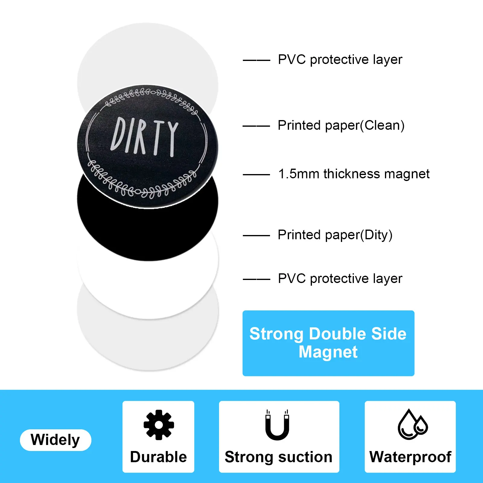Clean Dirty Magnet For Dishwasher Double Sided Dishwasher Magnet Indicator Sign Universal Reversible Kitchen Organization