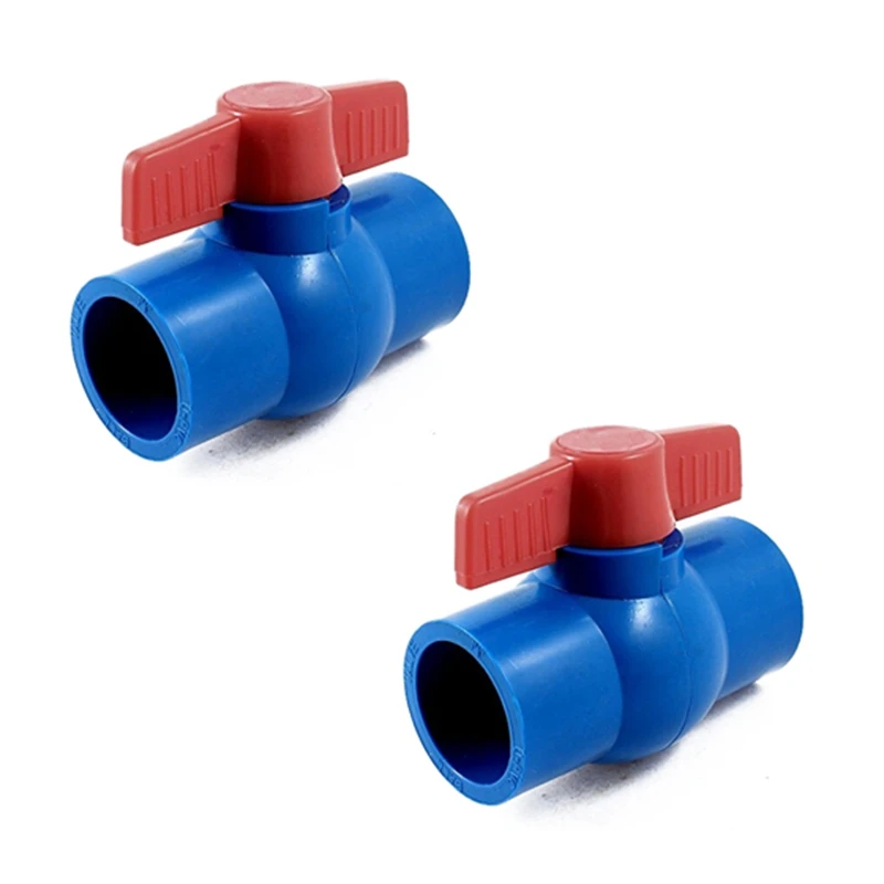 ABXF-2X 40Mm X 40Mm Slip Full Port Red Handle Lever U-PVC Ball Valve Blue