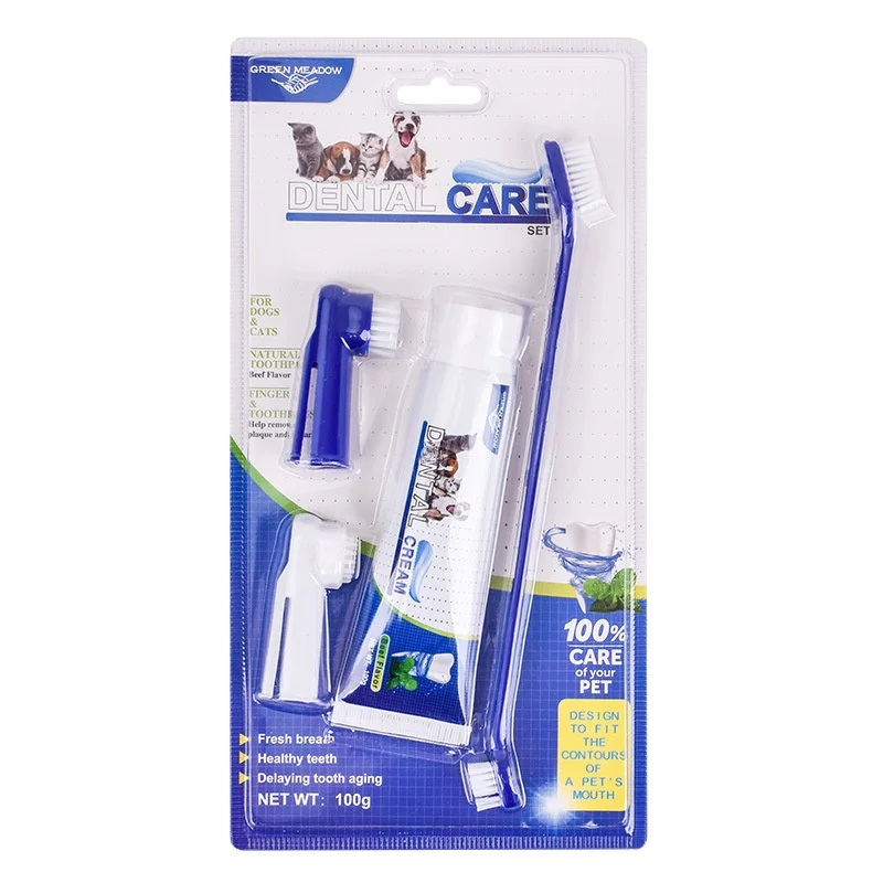 

Pet Toothbrush Oral Cleaning Toothpaste Set for Cats to Remove Bad breath Dog Toothpaste Edible7.18