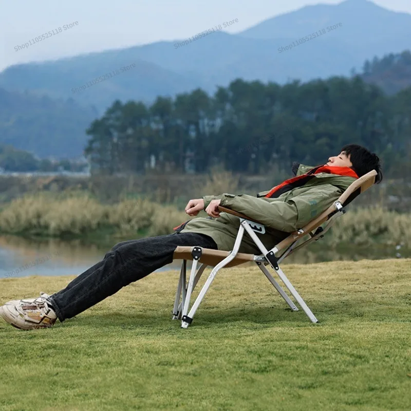 For Outdoor Portable Four-speed Adjustable Chair, Camping Backrest Aluminum Alloy Folding