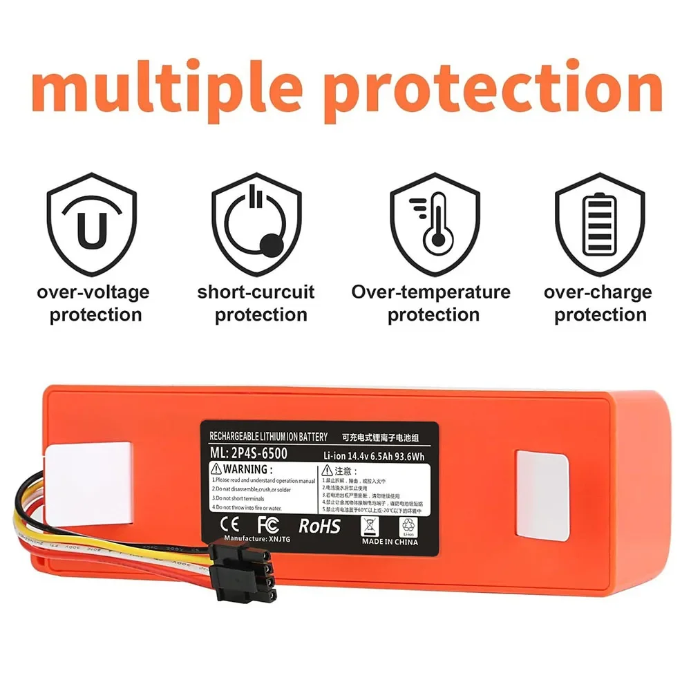 

High-Performance 14.4V 6500mAh Replacement Battery Pack for Roborock S4 S5 S6 S7 S5 Max S7 Max Q5 Q7 Mi Robot Vacuum