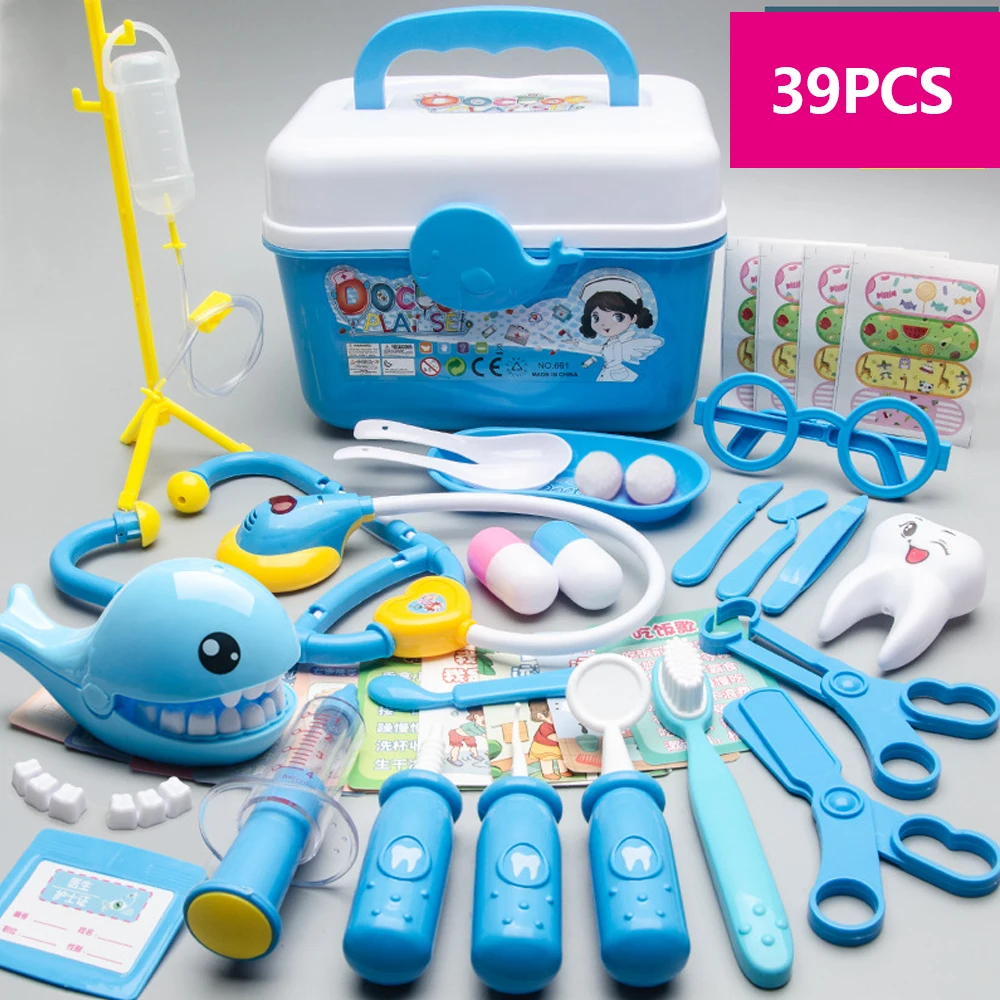 Doctor Pretend Play Toy Set para Crianças, Crianças Médicas, Ferramentas Dentista, Estetoscópio, Presente Educativo, Menino, Menina