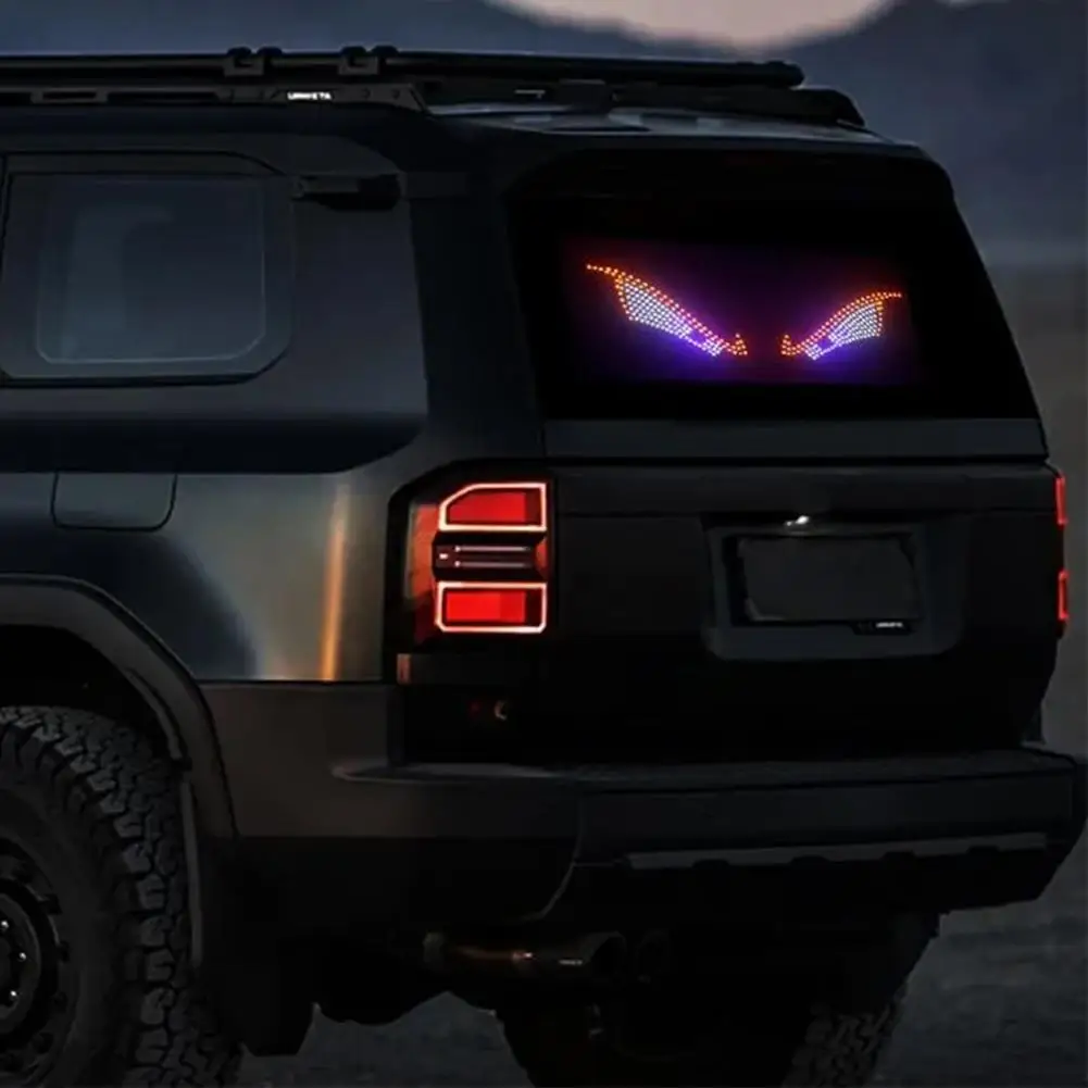 USB Dynamic Big Devil Eyes Light For Cars Truck Eyes RGB Window Screen LED Panel Flexible Display Light Auto Accessories