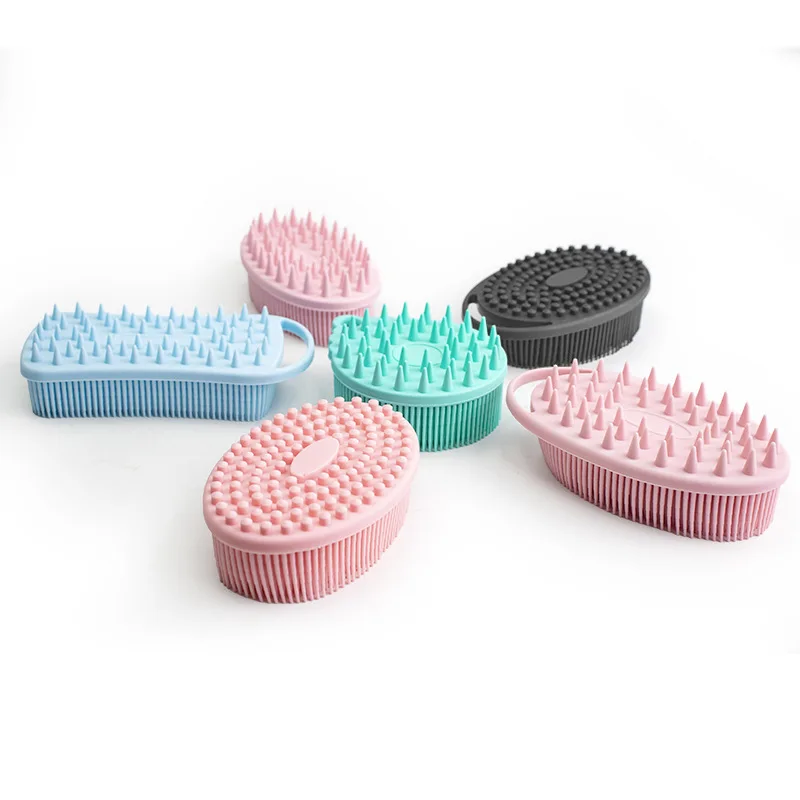 Exfoliating Silicone Body Brush,2 in 1 Bath and Shampoo Brush,Wet and Dry Scalp Massager,Premium Silicone Loofah,Lathers Well