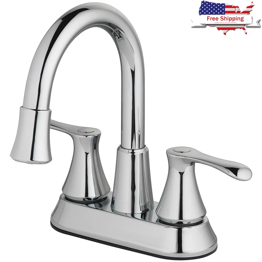 

Two Handle Bathroom Faucet with Hydro-Powered LED Light Chrome Finish Pop-Up Drain Assembly Easy Installation