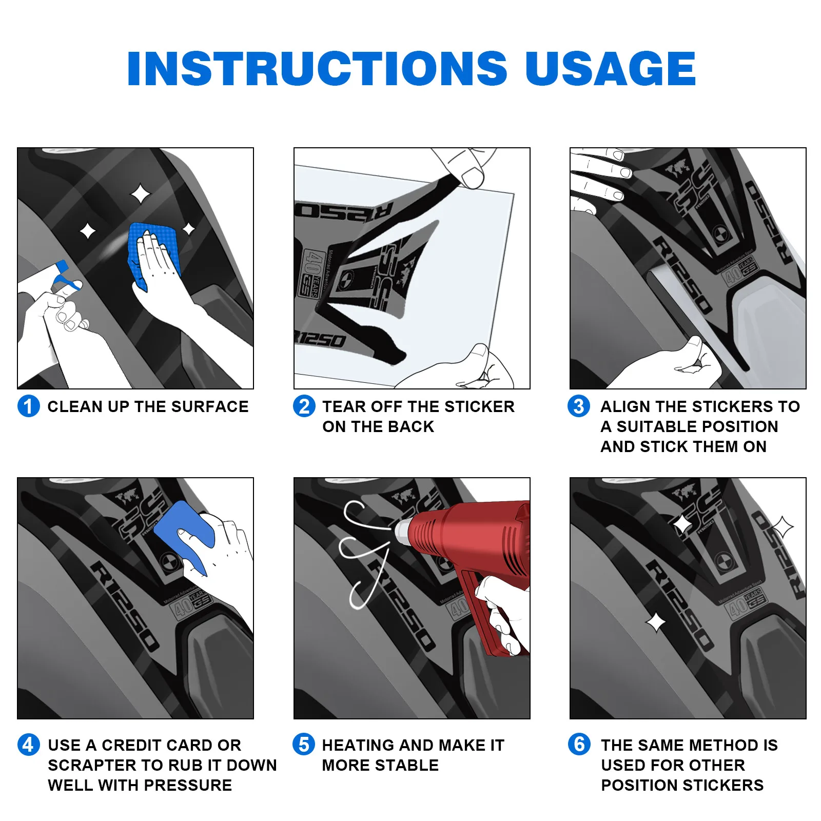 Autocollants de Protection de Genou pour Moto, Précieux, pour BMW F850GS de 40 Ans, GS Triple Noir, Option 719 2018-2023