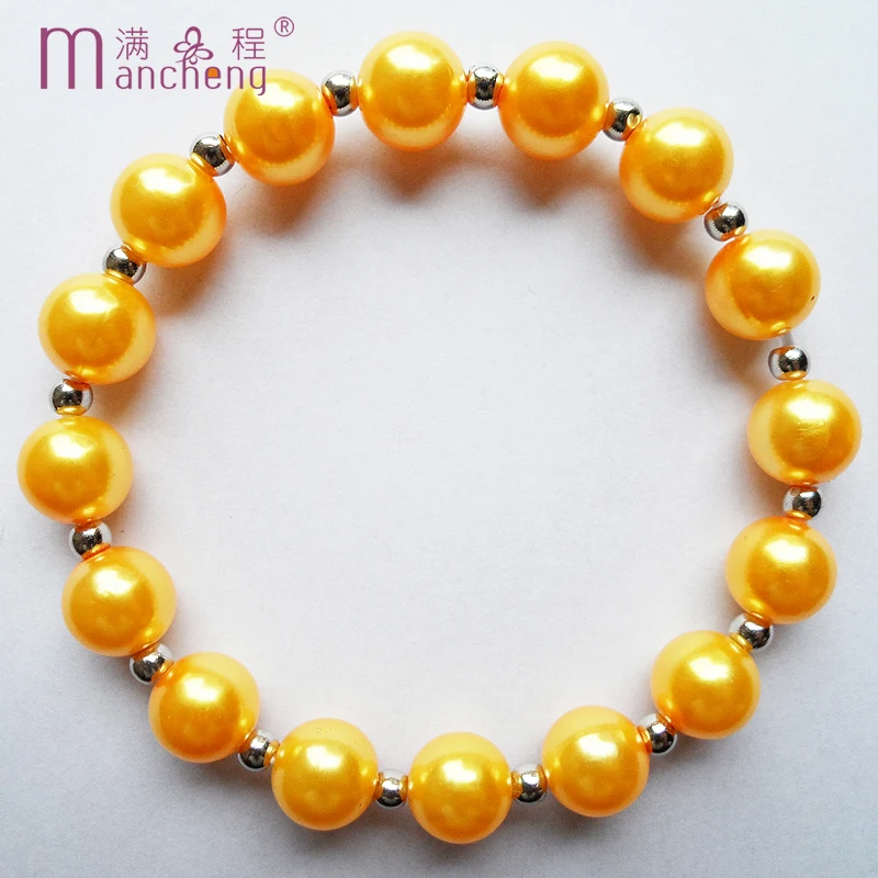 fnaf 2 rupee item Bracelets 10MM Shallow Orange Beads Strand Rope Pearl Bracelet Stretch Women سكسي اطفال صغار Children