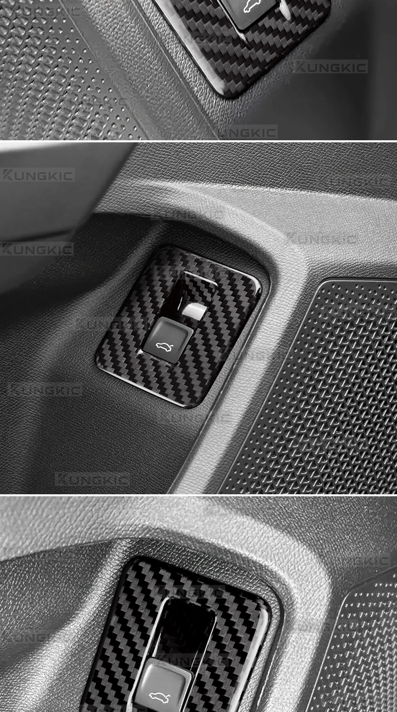 Echte Trocken-Carbonfaser-Verkleidung für Cupra Formentor/Cupra Leon/Seat Leon/Cupra Terramar 2021 2022 2023 2024 2025 2026 Fahrerseite Kofferraum-Entriegelungsknopf – Detail 4