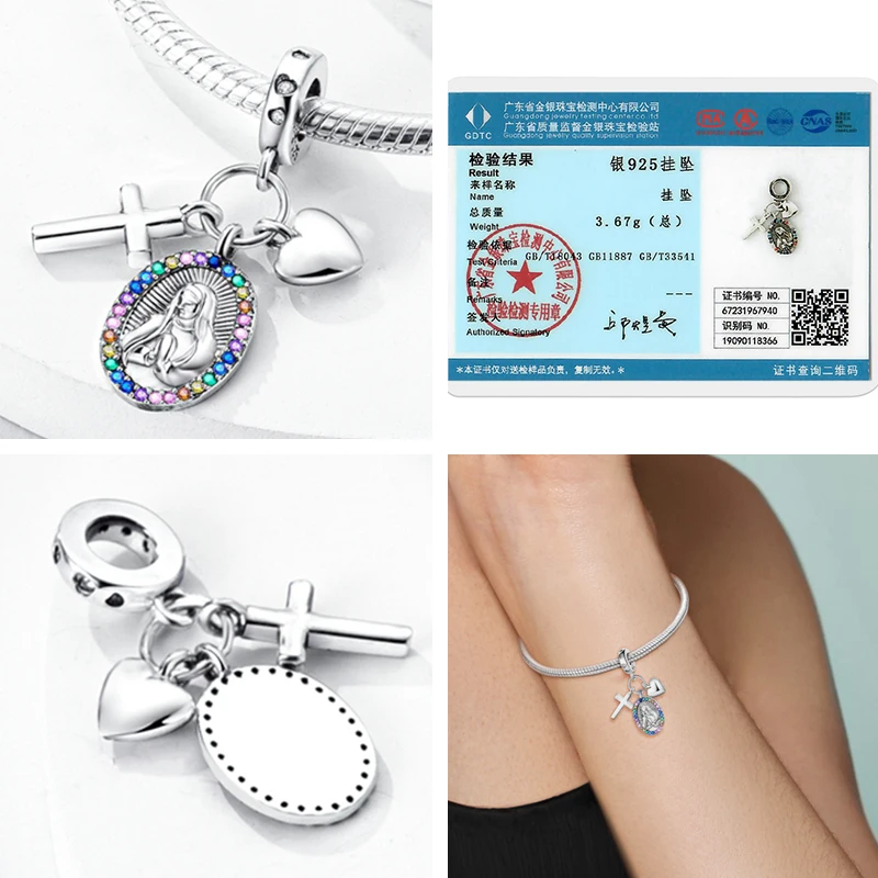 New Charm Bead Pendant 925 Sterling Silver Magic Tarot Cards Sun Moon Stars Fit Original Bracelets DIY Woman Madam Jewelry Gift