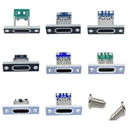 1/6/10pcs With Screw fixi Type-C USB Jack 3.1 Type-C 2Pin 4Pin 5Pin 6Pin Female Connector Jack Charging Port 5A Type C Socket