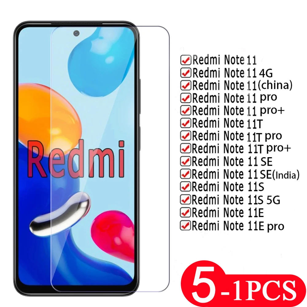 5/3/1Pcs 9H Glass Phone Screen Protector For Redmi Note 11 11T Pro Plus SE 11S 11E 10 Pro Max 10S Tempered Glass Protective Film