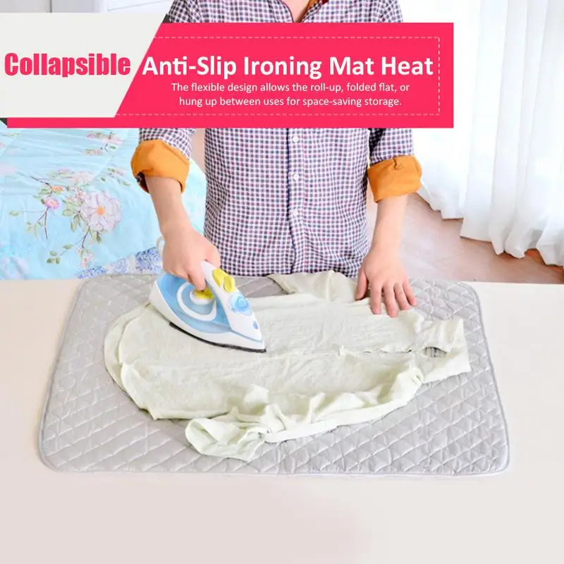 Ironing Pad Portable Silver Coated Cloth Ironing Mat Reusable Heat Resistant Ironing Board For Home Table Top Accessories