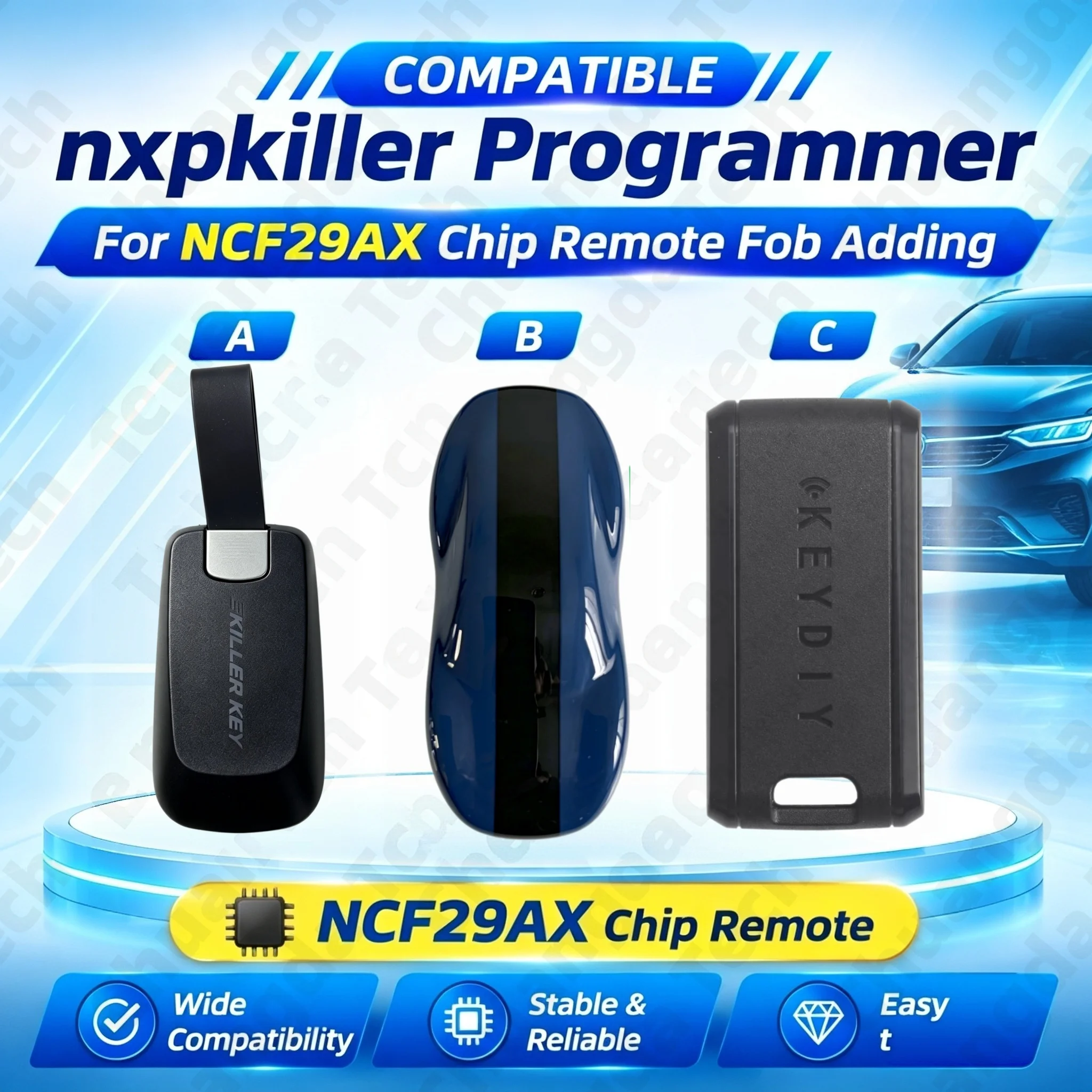 Nxpk02 Universal Buttonless Smart Key Remote Control, Suitable for Ncf29Xx Chip, Compatible with Nxpkiller Programmer for Adding Keys, Supports Vehicles with Key-Sensing Function
