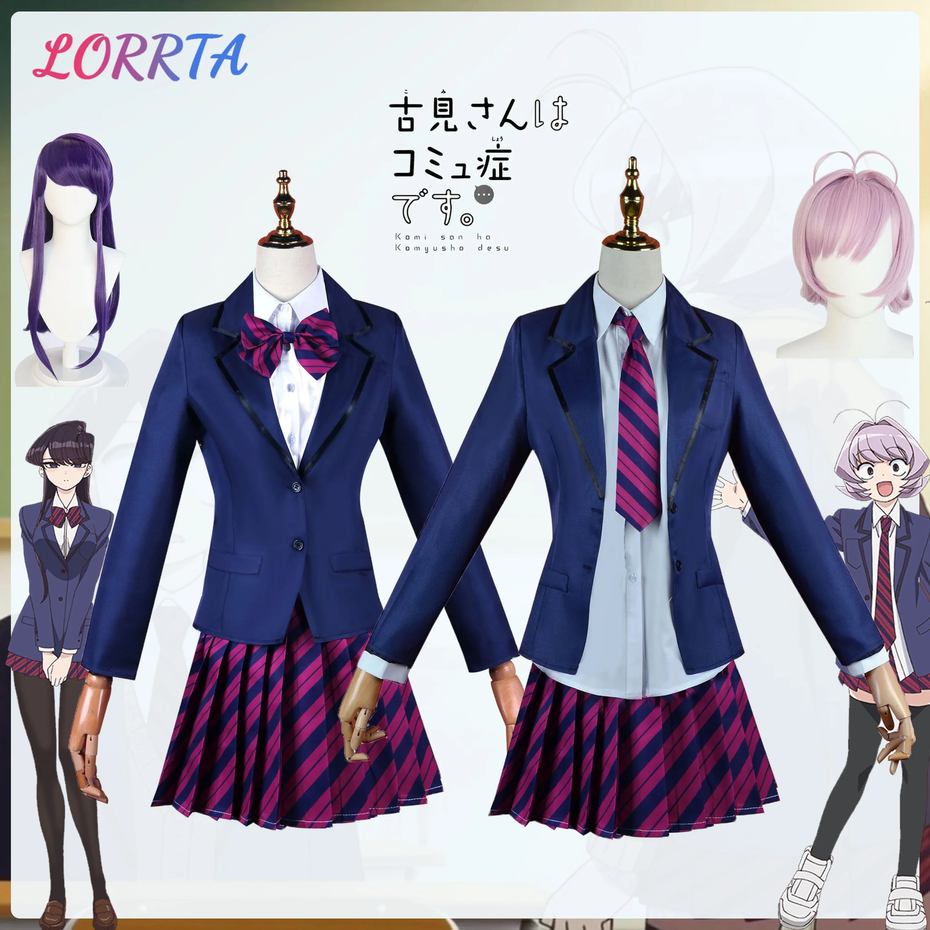 Komi Cant Communicate Cosplay Komi Shoko Osana Najimi Cosplay Costume Shirt Tie Short Wig Neck Women Anime Uniform Halloween