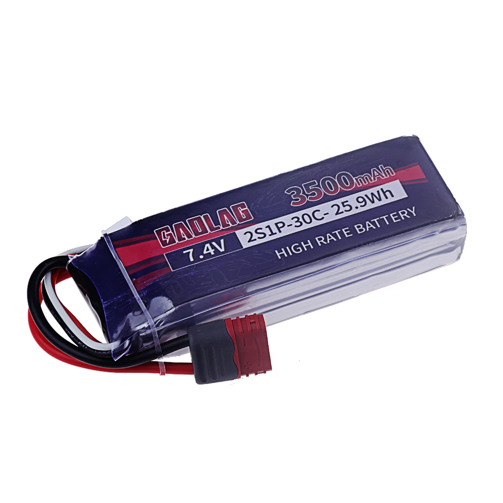 ترقية 3500mAh 7.4 فولت 2 ثانية بطارية ليبو ل RC سيارة كوادكوبتر قارب طائرات بدون طيار قطع غيار بطارية 30C مع عمداء T التوصيل 1-5 قطعة