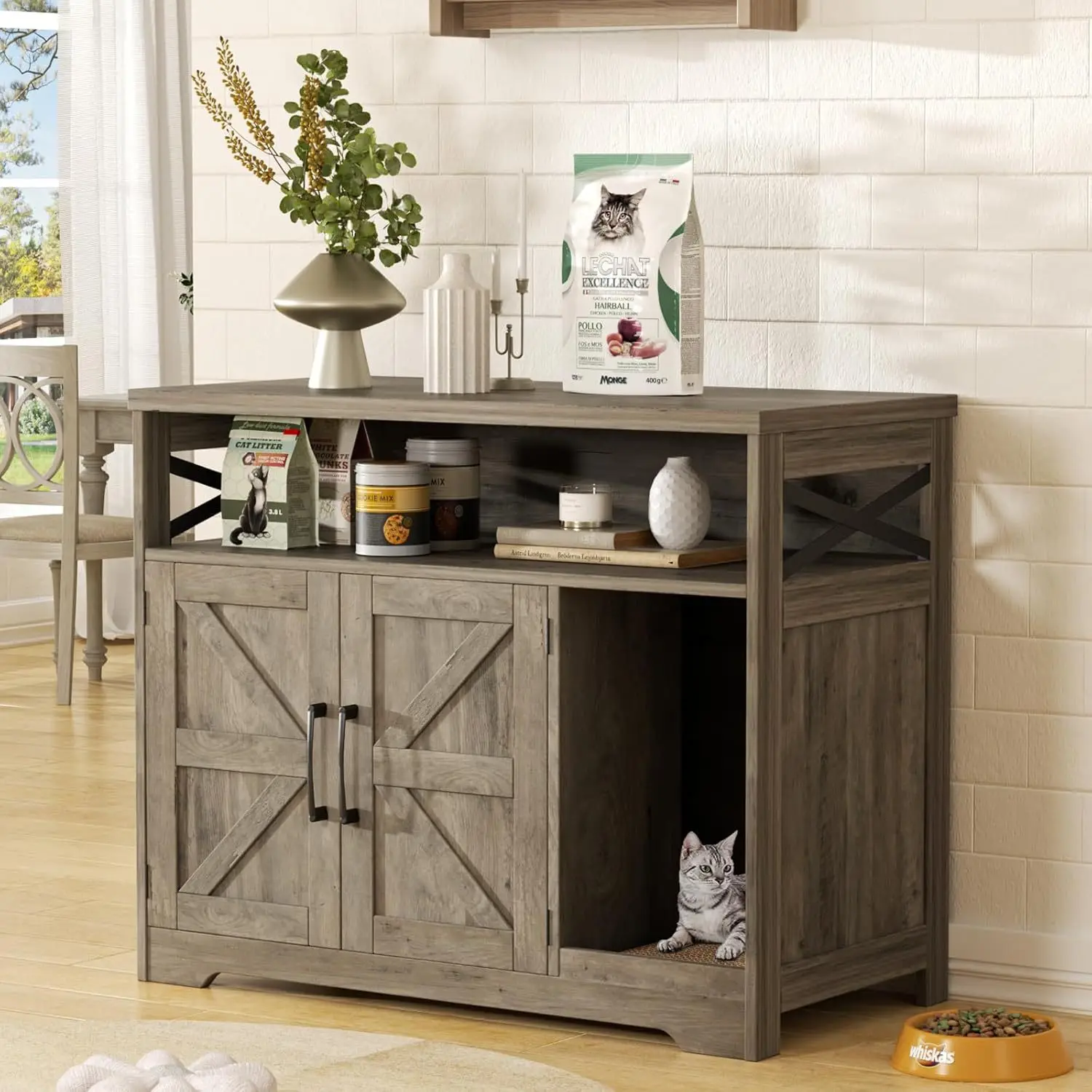 Family pet woodencabinet hidden storageitter cabinet side cabinet including  scratching pad  nest cross-border