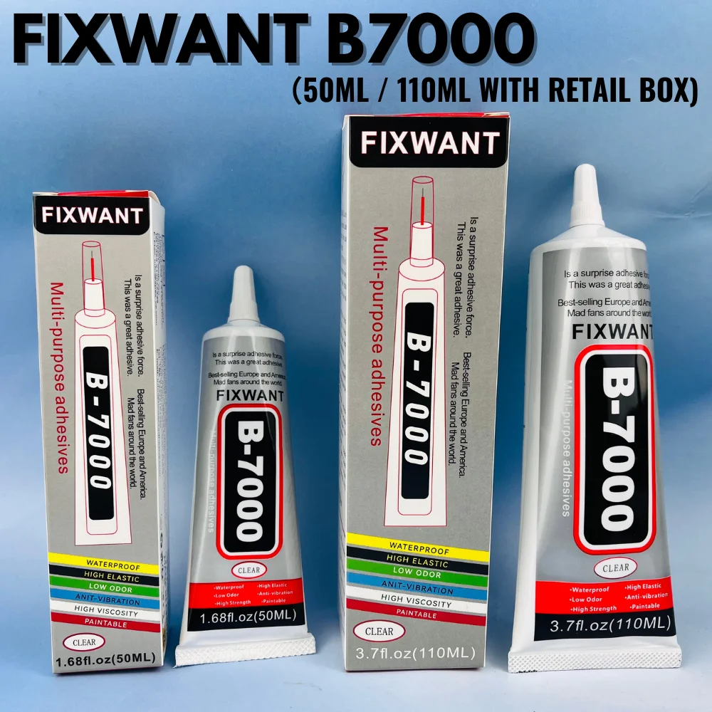 

FIXWANT B-7000 Clear Contact Phone Repair Adhesive Universal DIY Soft Waterproof Glue B7000 With Retail Box 50ml /110ml