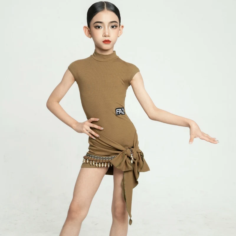 Vêtements de danse latine pour enfants, Costume de concours de danse latine pour filles, Costume de danse de spectacle Chacha Rumba SL12150