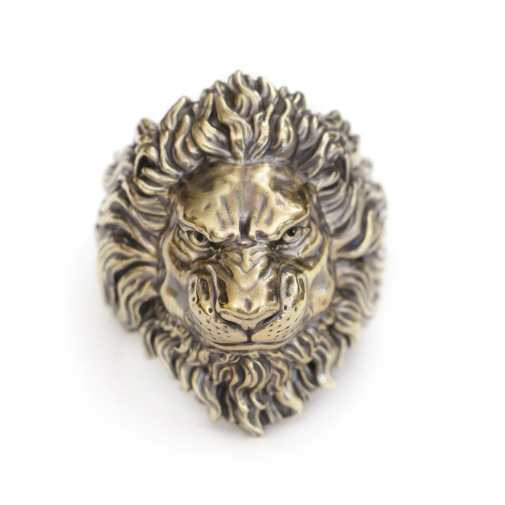 Huge Brass Angry Lion Ring Biker Punk Jewelry BR383 US Size 7~15