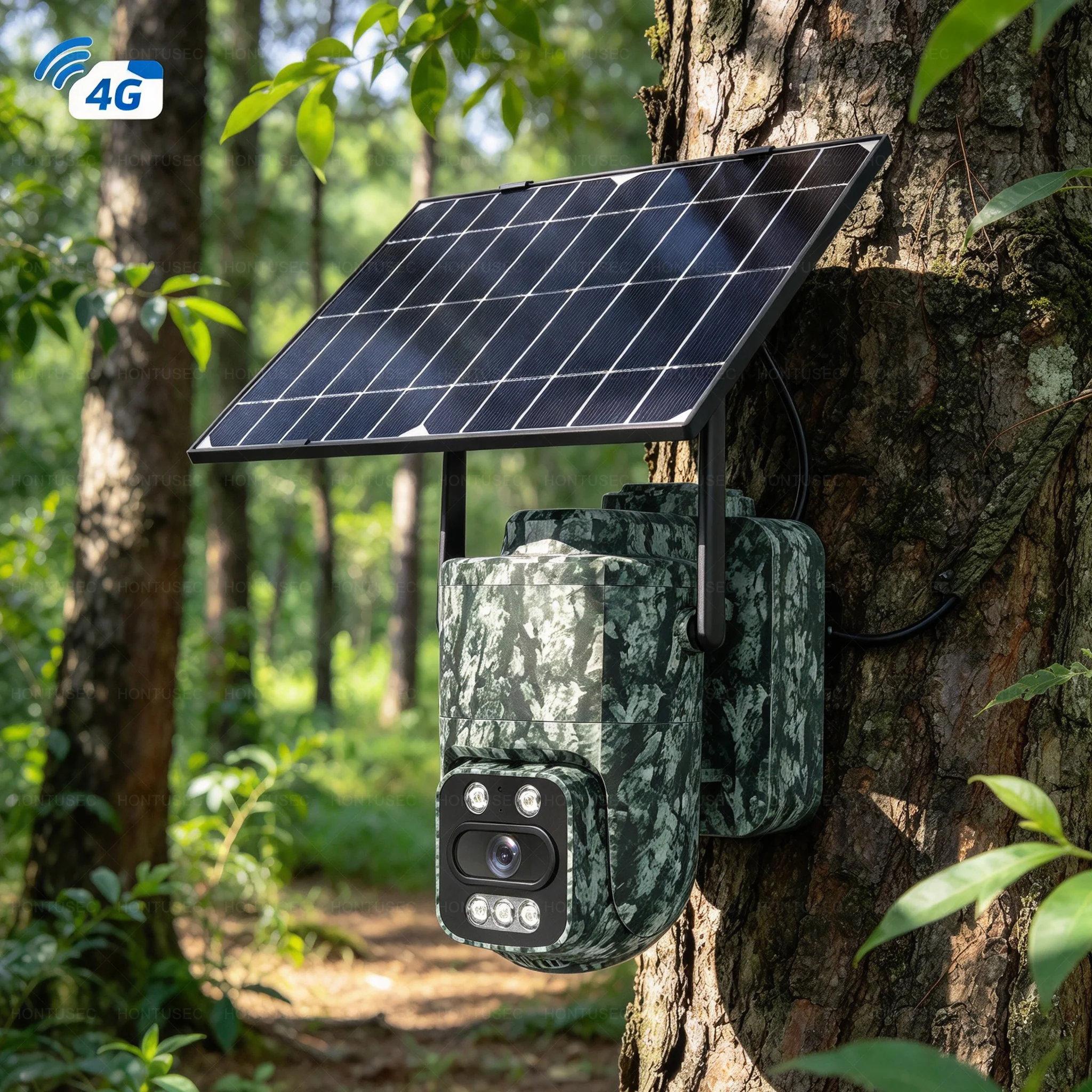 HiEasy 3MP 4G SIM Card Solar PTZ Wild Forest Hunting Camera Solar Panel Two Way Audio Motion Detection AOV Solar Security Camera