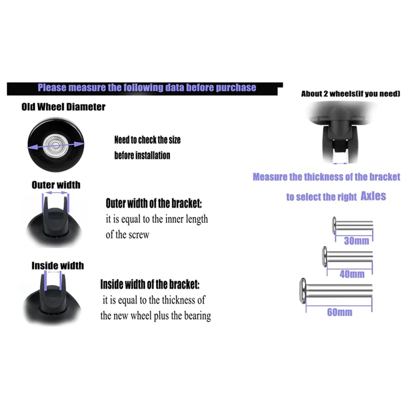 

J1UL1N 4Pcs Luggage Suitcase Replacement Wheels,Swivel Caster Wheels Bearings Repair Kits Luggage Replacement Wheels